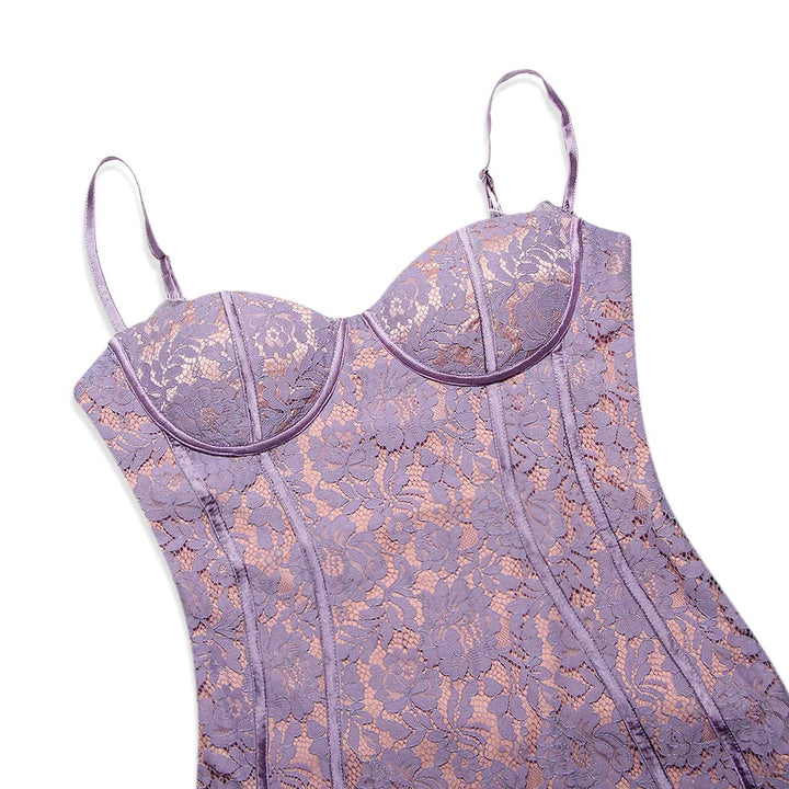 Lace mini dress with floral embroidery - Florencia