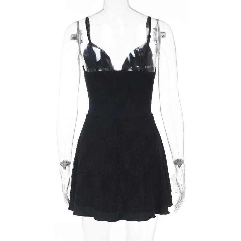 A-line Lace Mini Dress with Pin Closure - Amaris