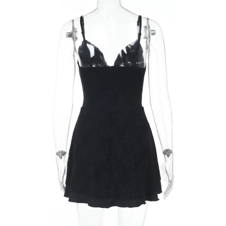 A-line Lace Mini Dress with Pin Closure - Amaris