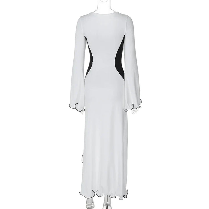 Ruffled maxi dress with slit and bell sleeves design - Georgia