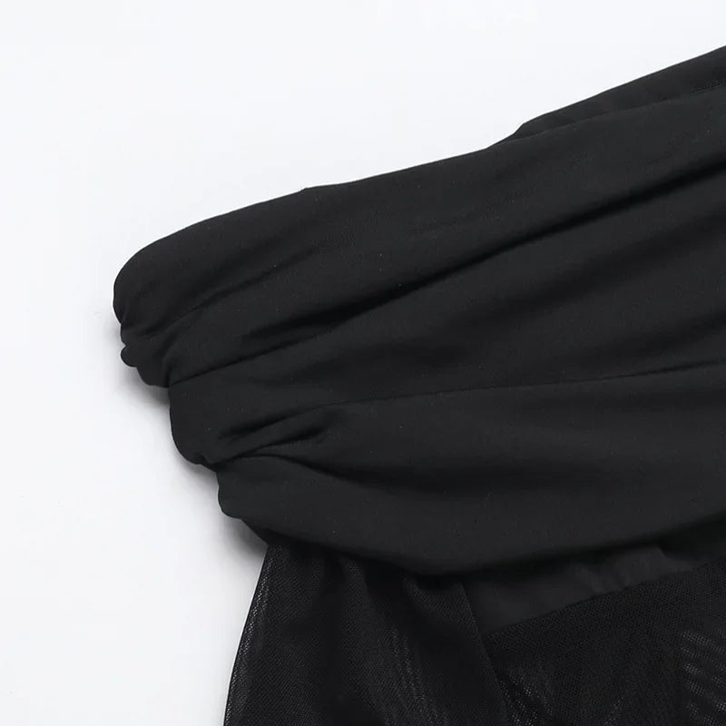 Shaping fabric jumpsuit with mesh design and off-shoulder pedal pants - Maya Lee