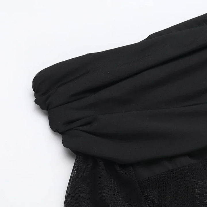 Shaping fabric jumpsuit with mesh design and off-shoulder pedal pants - Maya Lee