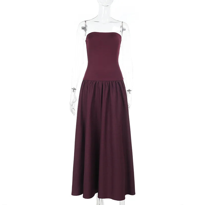 Strapless Maxi Dress with Pockets and A-Line Cut - Indy