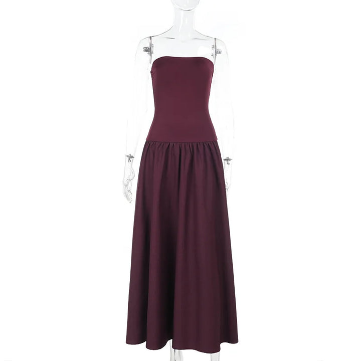 Strapless Maxi Dress with Pockets and A-Line Cut - Indy