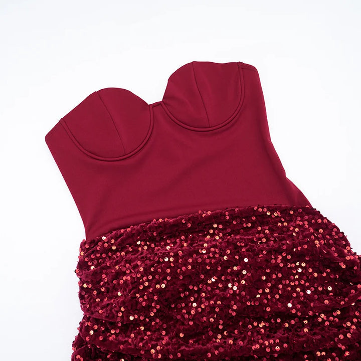 Mini dress with sequin design and scarf detail - GIGI