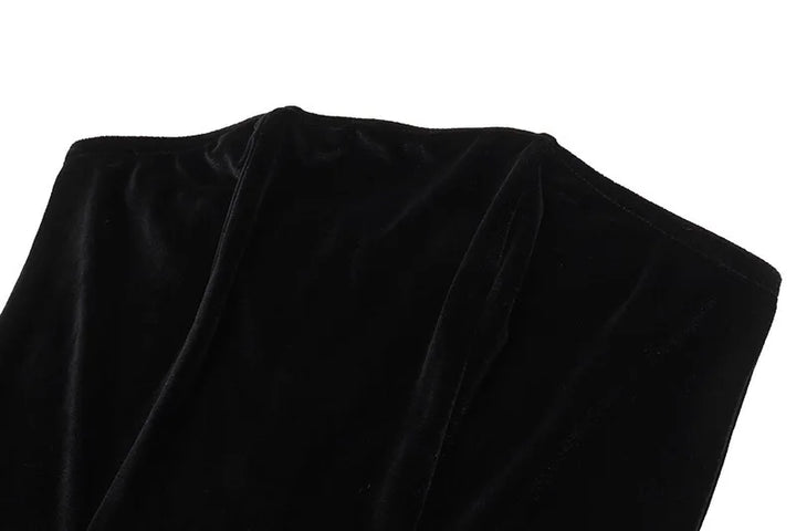 Mini strapless dress with asymmetrical balloon design, velvet top and satin bottom - Dua