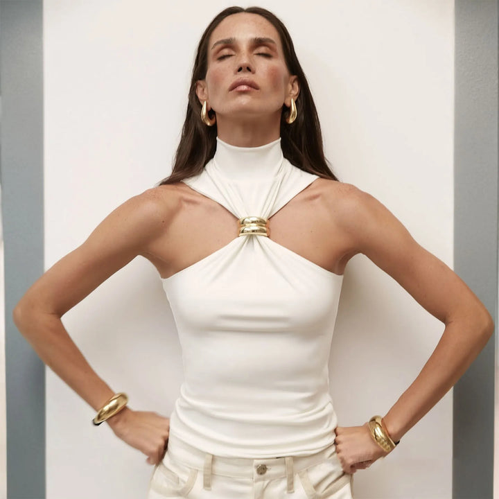 Golf-style tank top with buckle decoration - Moya