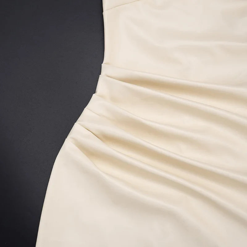 Mini Faux Leather Dress with Pleats Design - SIERA