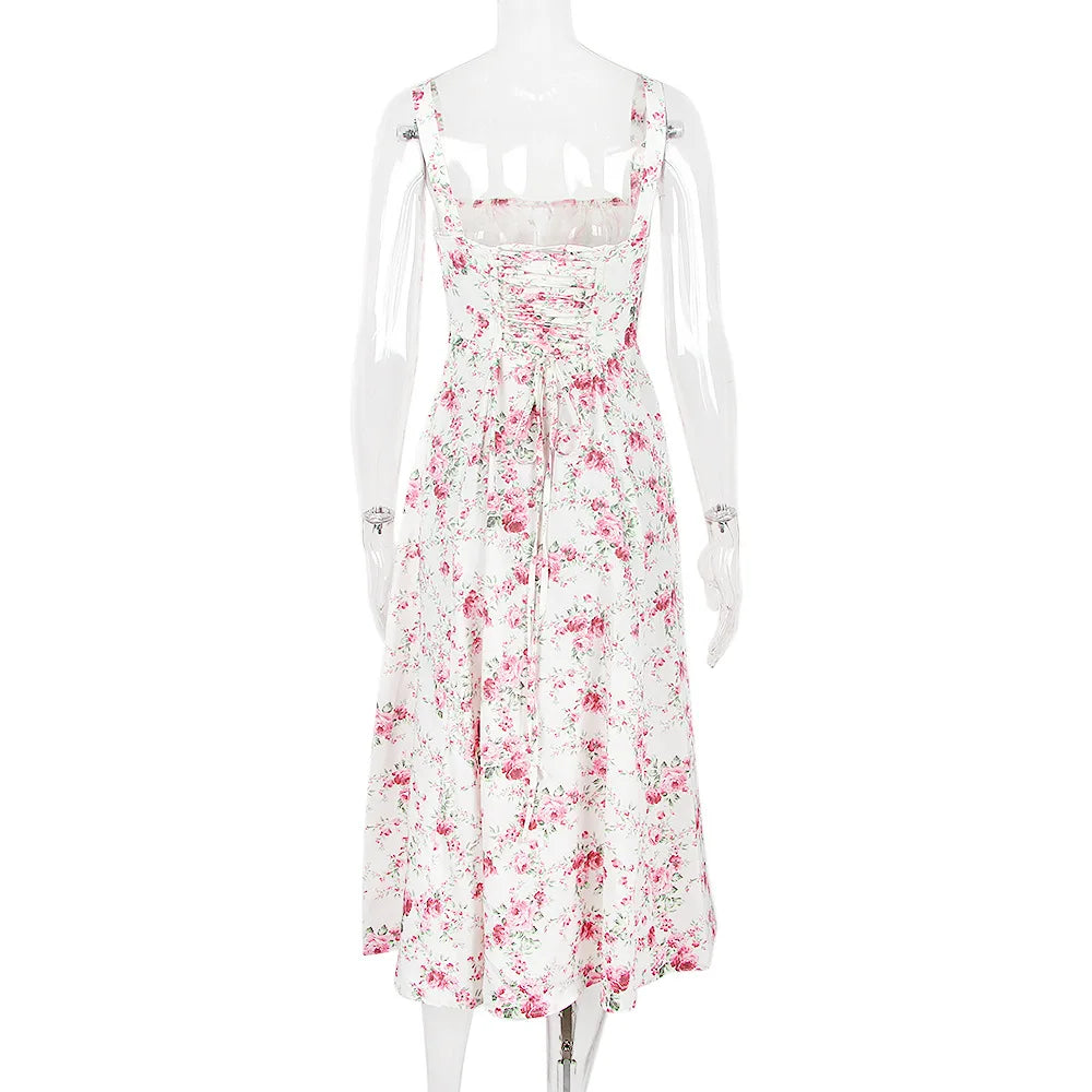 Summer Midi Dress with Rustic Design and Slit Decoration - Angelica
