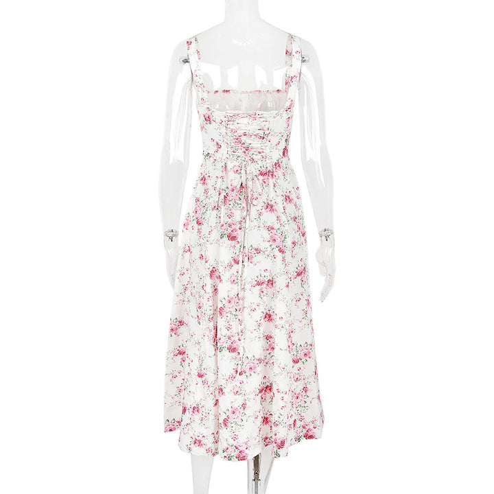 Summer Midi Dress with Rustic Design and Slit Decoration - Angelica