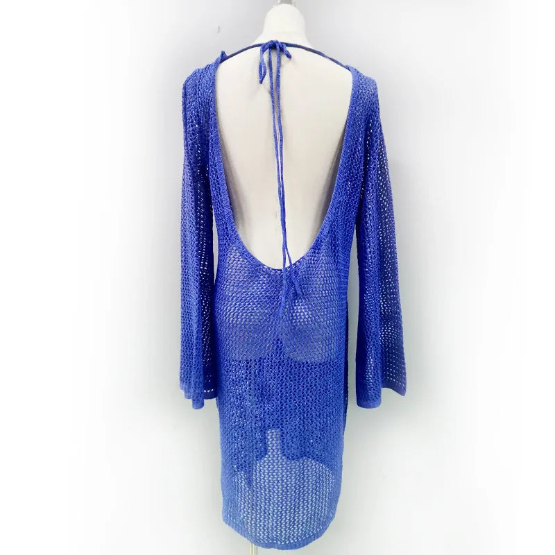 Mesh Mini Dress with Open Sleeves - Lina