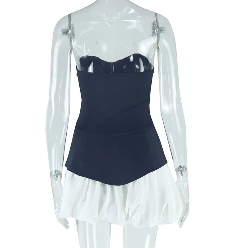 Strapless Mini Balloon Dress with Corset Design - Phoebe