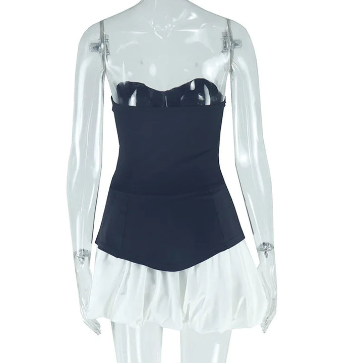 Strapless Mini Balloon Dress with Corset Design - Phoebe