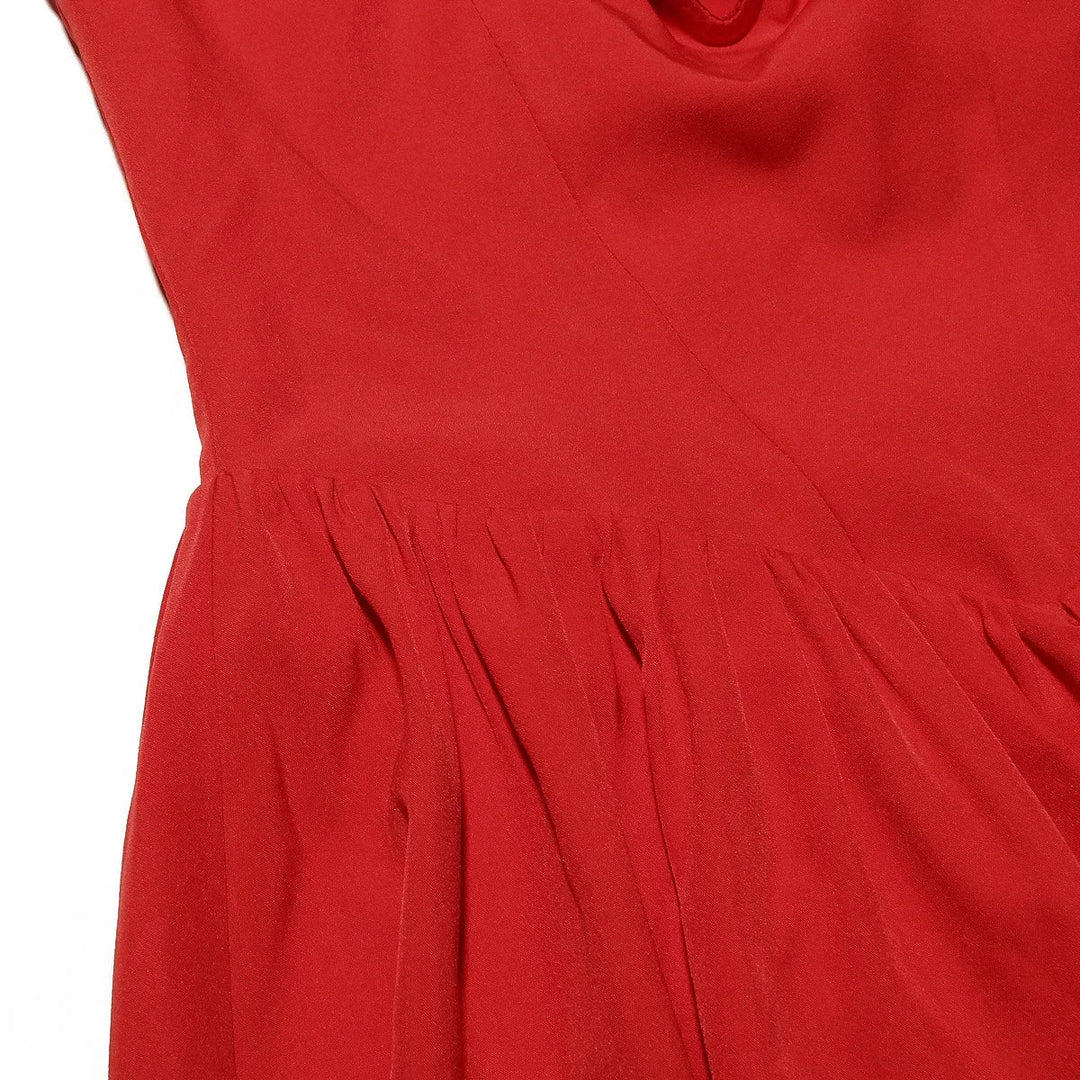 Midi A-Line Dress with Corset Design, Neck Tie - Tanya