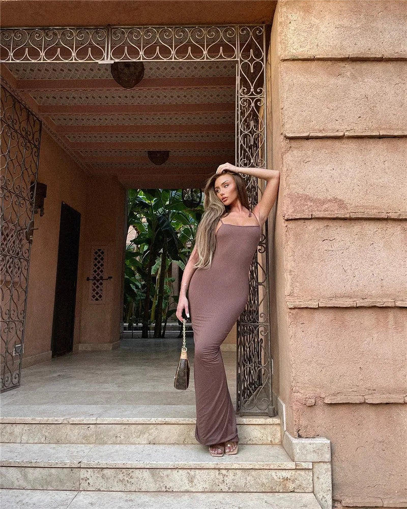 Fitted maxi dress with shaping fabric - Jordi