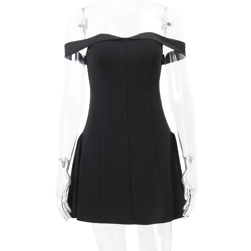 Mini Dress with Velvet Detail and Off-Shoulder - Estefania