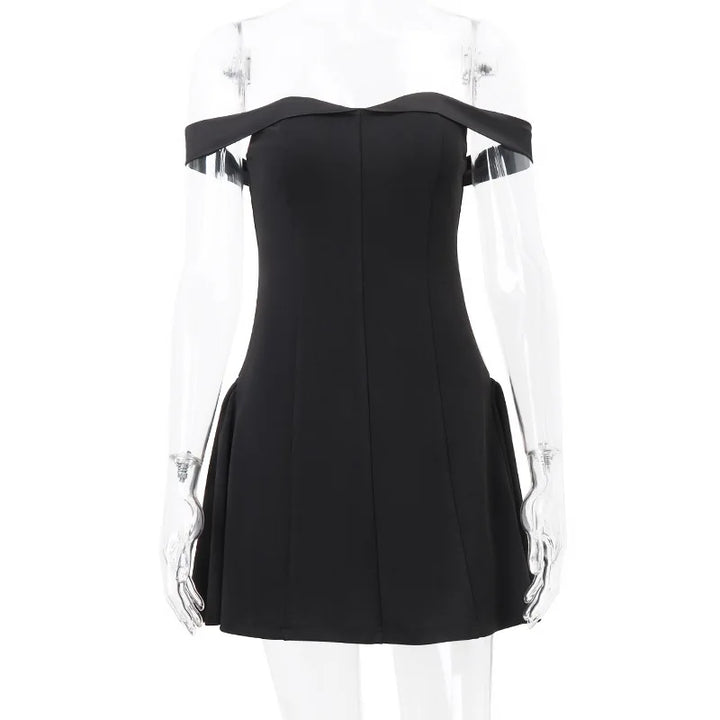 Mini Dress with Velvet Detail and Off-Shoulder - Estefania