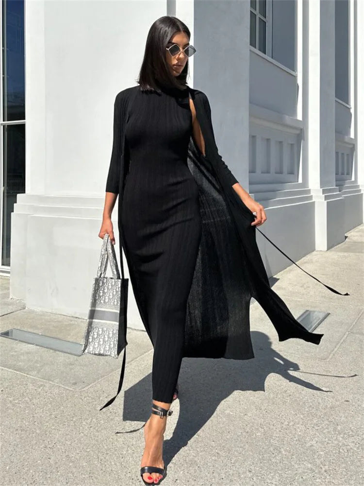 Maxi Dress with Low Turtleneck - Andriana