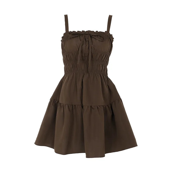 A-line ruffle mini dress, country style - Tiran