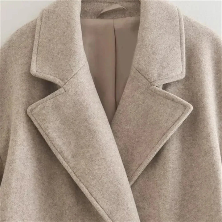Long Tailored Wool Coat with Button Details - Paris