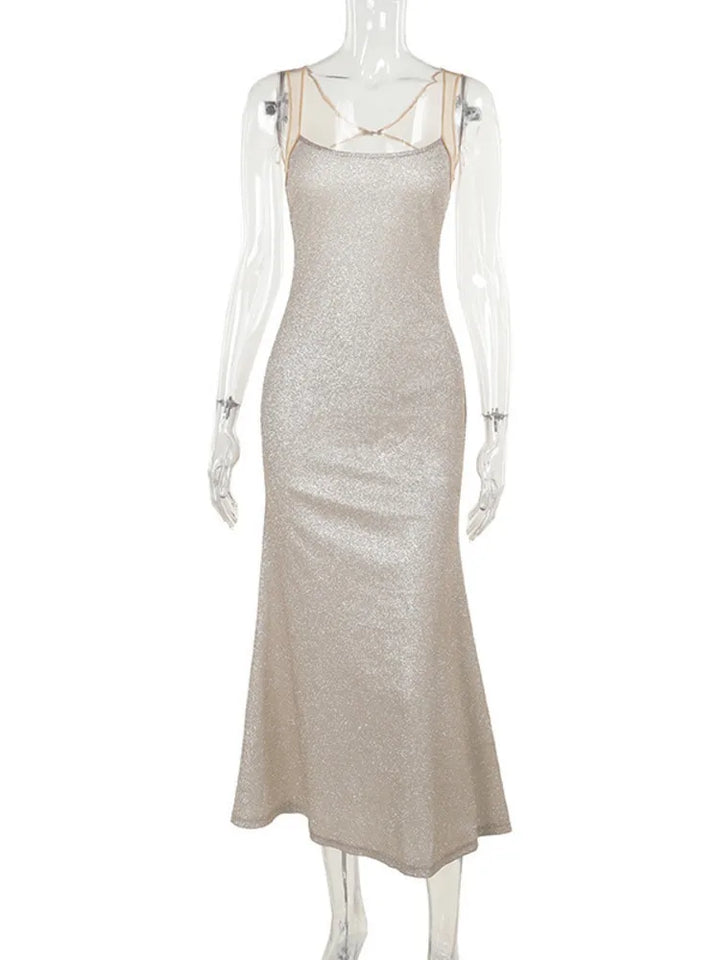 Sequin maxi dress with open back - SPARKLE