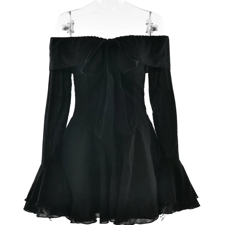 A-line Chiffon Mini Dress with Off-Shoulder - Lilyana