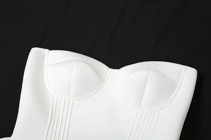 Strapless Midi Dress with A-Line and Elegant Design - Simone