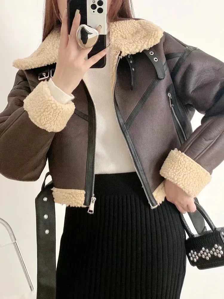 Short leather coat with inner fur - Johnny
