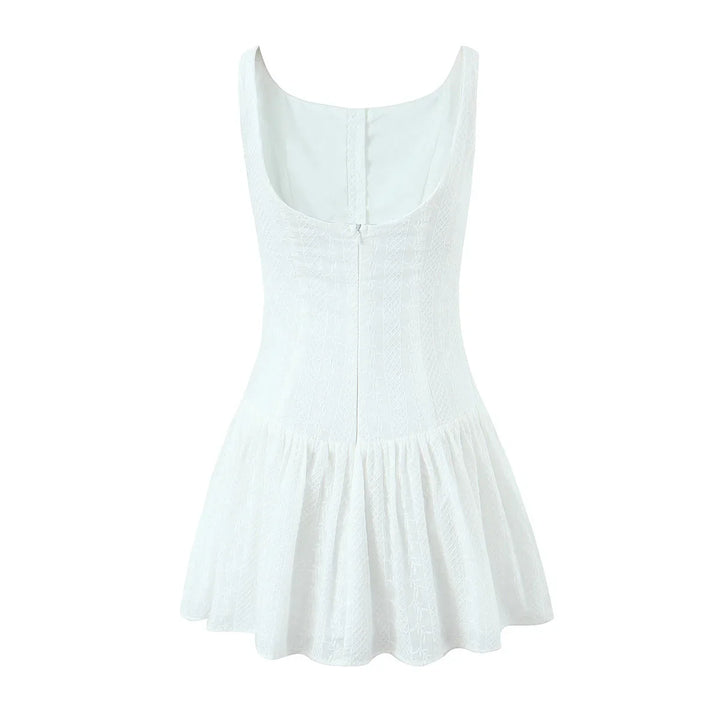 Mini Dress with Embroidery and Button Detail - Shaked
