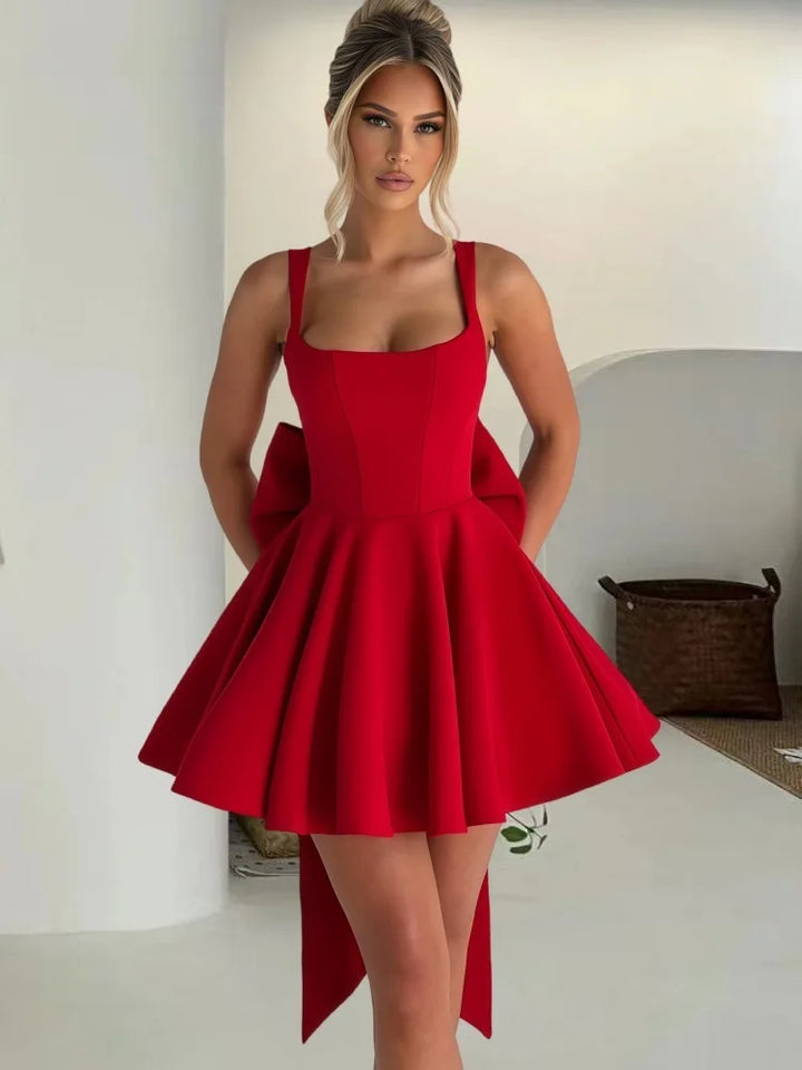 A-Line Mini Dress with Bow Detail - Emma