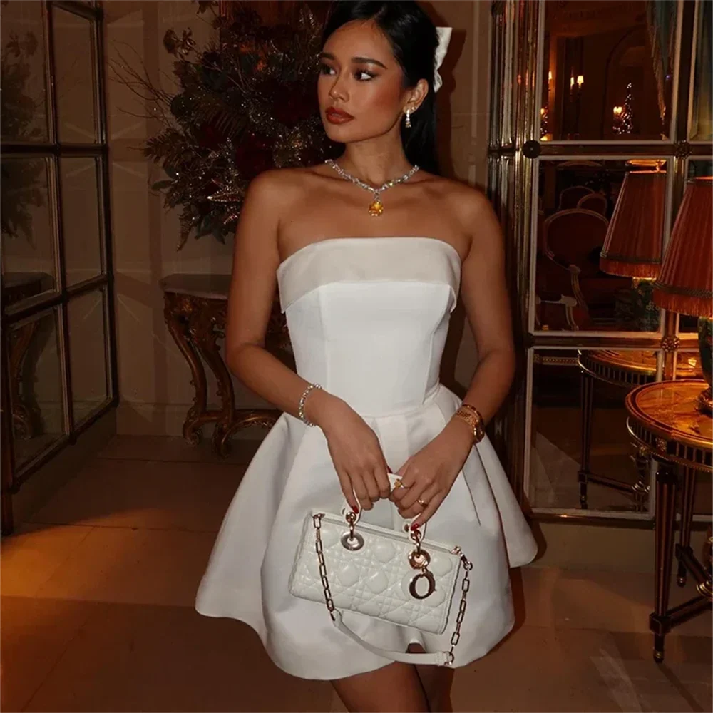 Strapless Mini Dress in A-Line Cut - Ayres