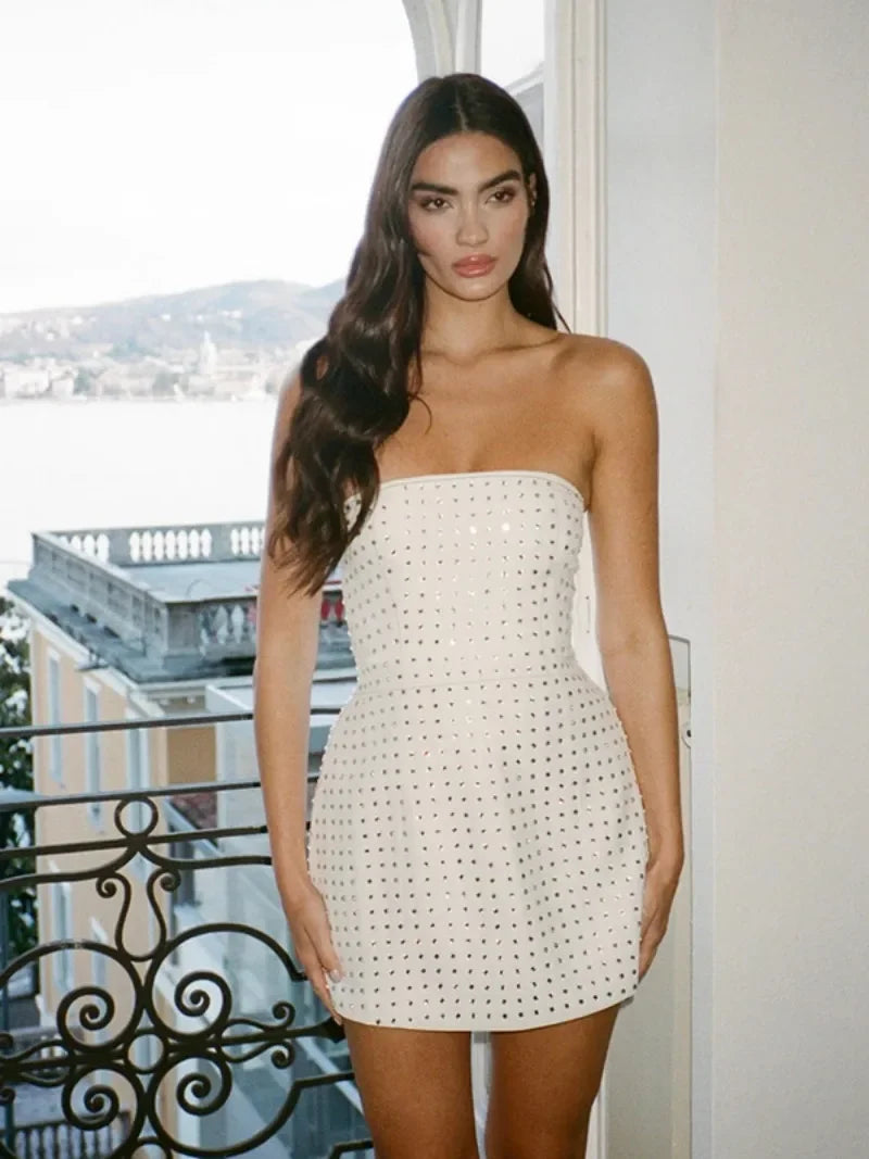 Strapless Mini Dress with Sparkling Sequin Detail - Londyn
