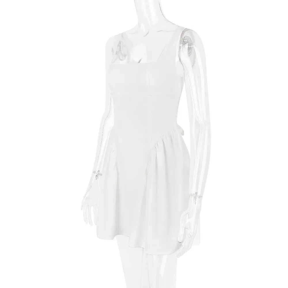A-Line Mini Dress with Back Bow Tie - Linda