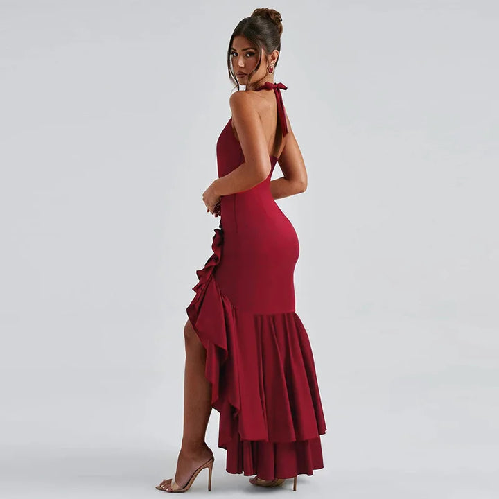 Maxi Dress with Ruffle and Open Back - Rosalina