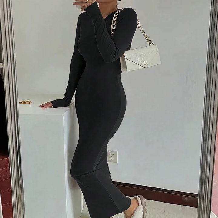Basic Fitted Knit Maxi Dress - Vanessa