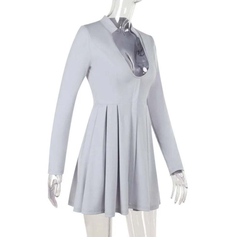 Tailored mini A-line dress with neckline design - Naomi