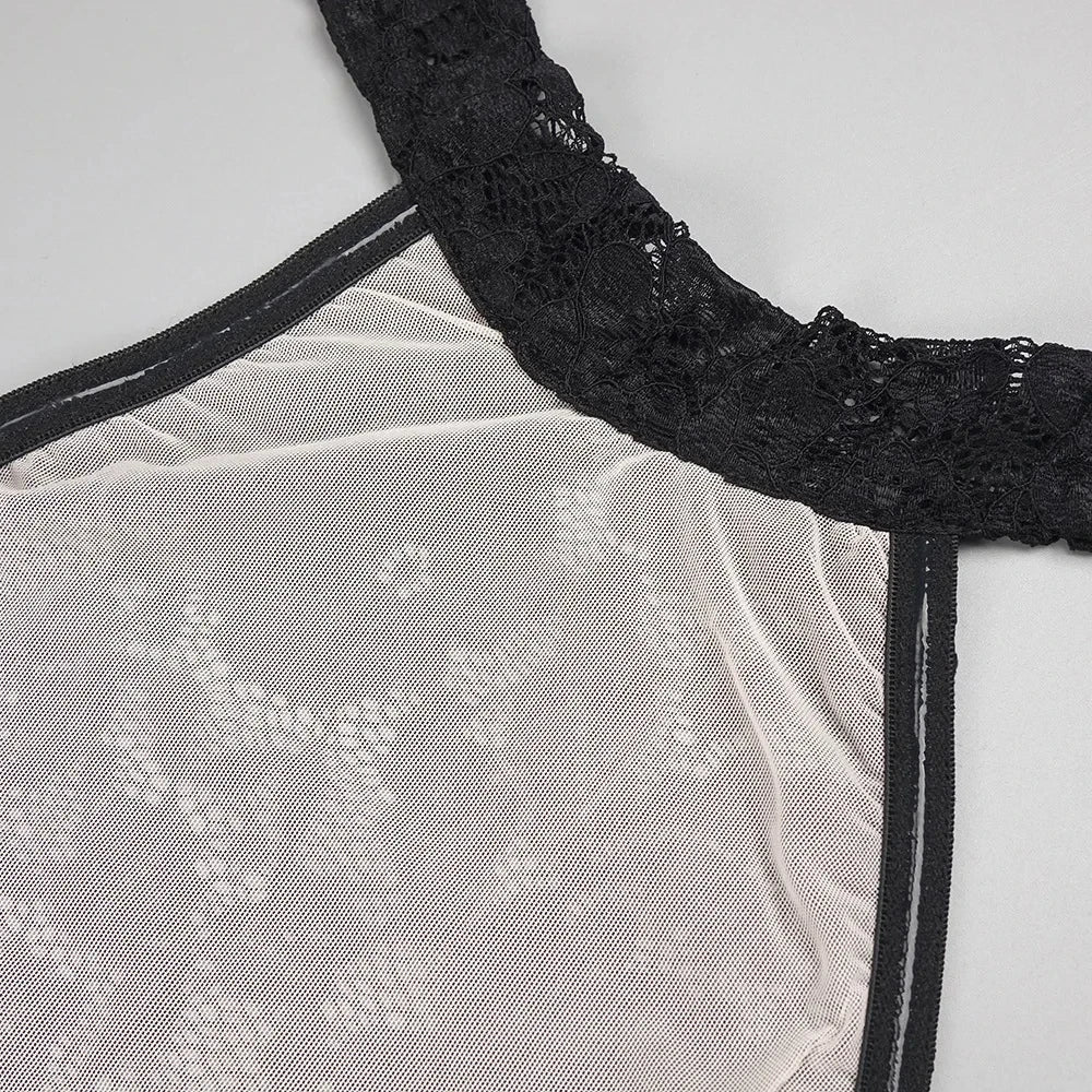 Maxi Dress with Ruching, Collar Cut, Opaque Lace Design, and Open Back - Elliana