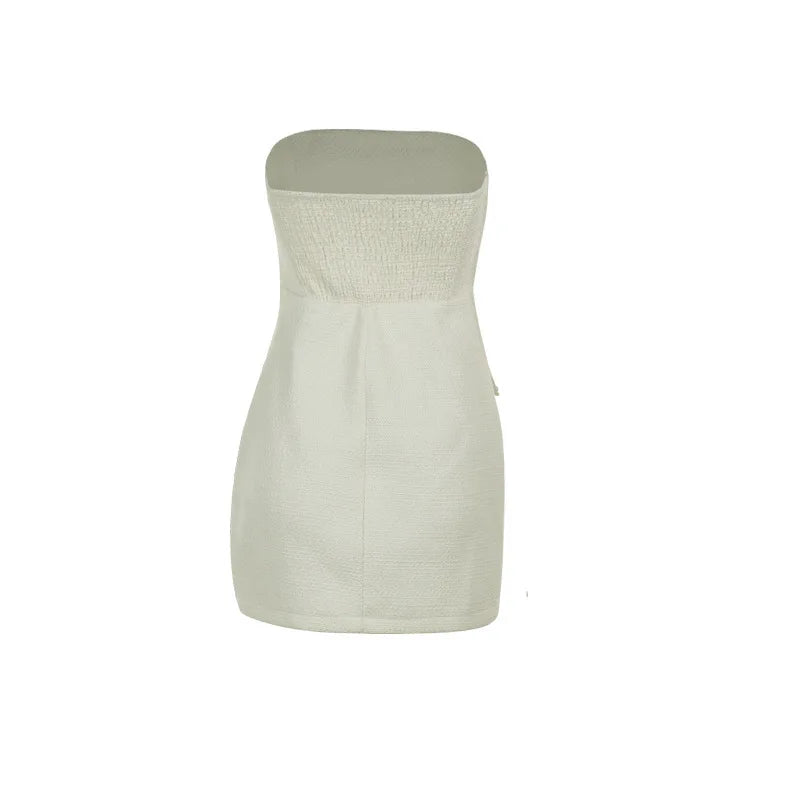 Strapless woven mini dress with short blazer - Leo