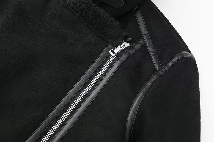 Oversized Leather Coat with Fur Lining - Kaya