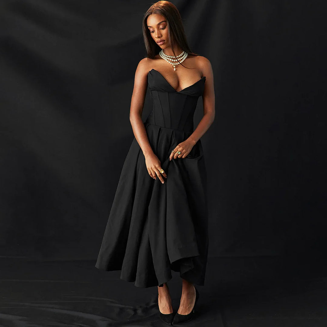 Strapless Midi Dress with Pockets - Fanny