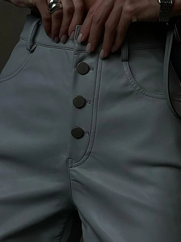 High-Waisted Faux Leather Pants - Karina