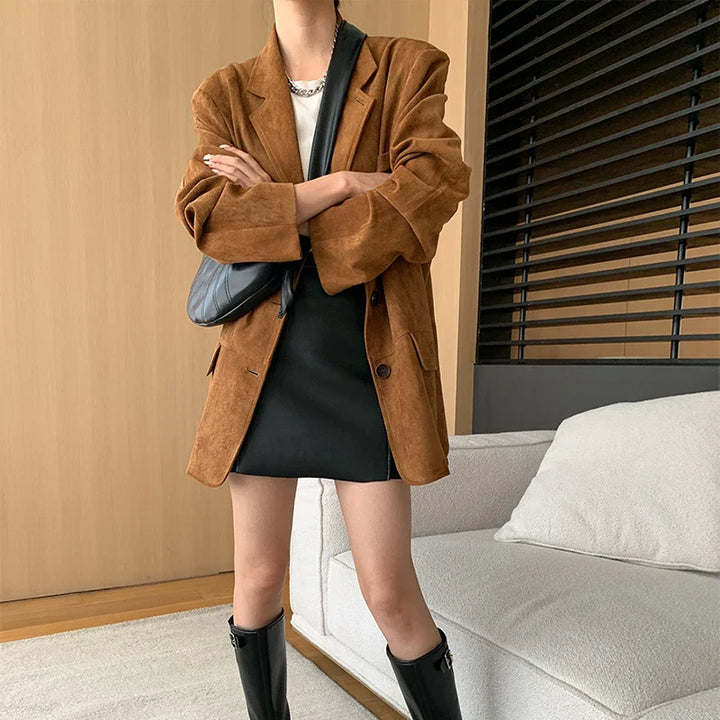 Suede Jacket with Button Details - Jale