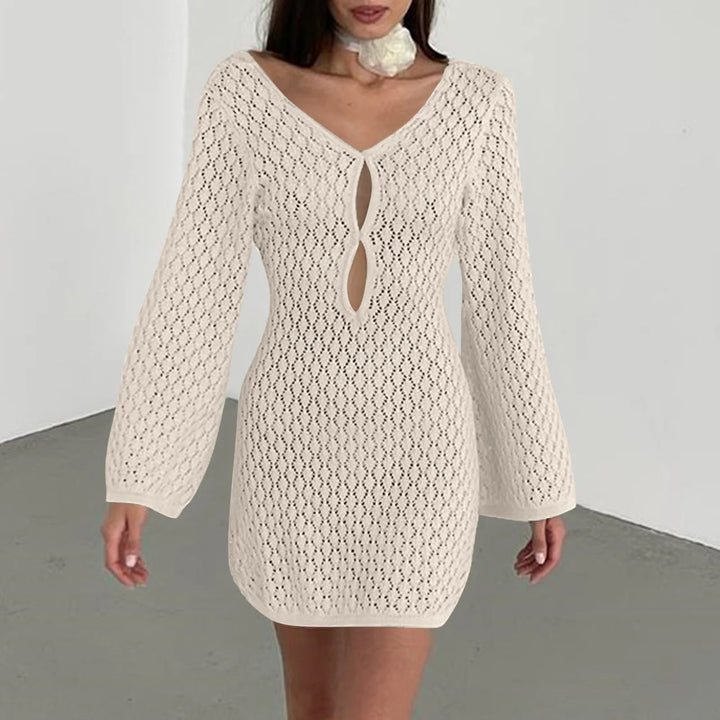 Knitted Mini Beach Dress with Open Back - Keira