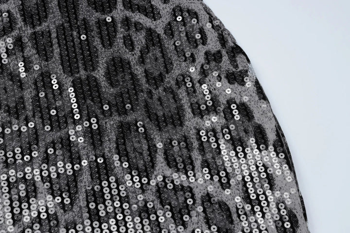 Strapless Sequin Leopard Print Mini Dress - Veronica