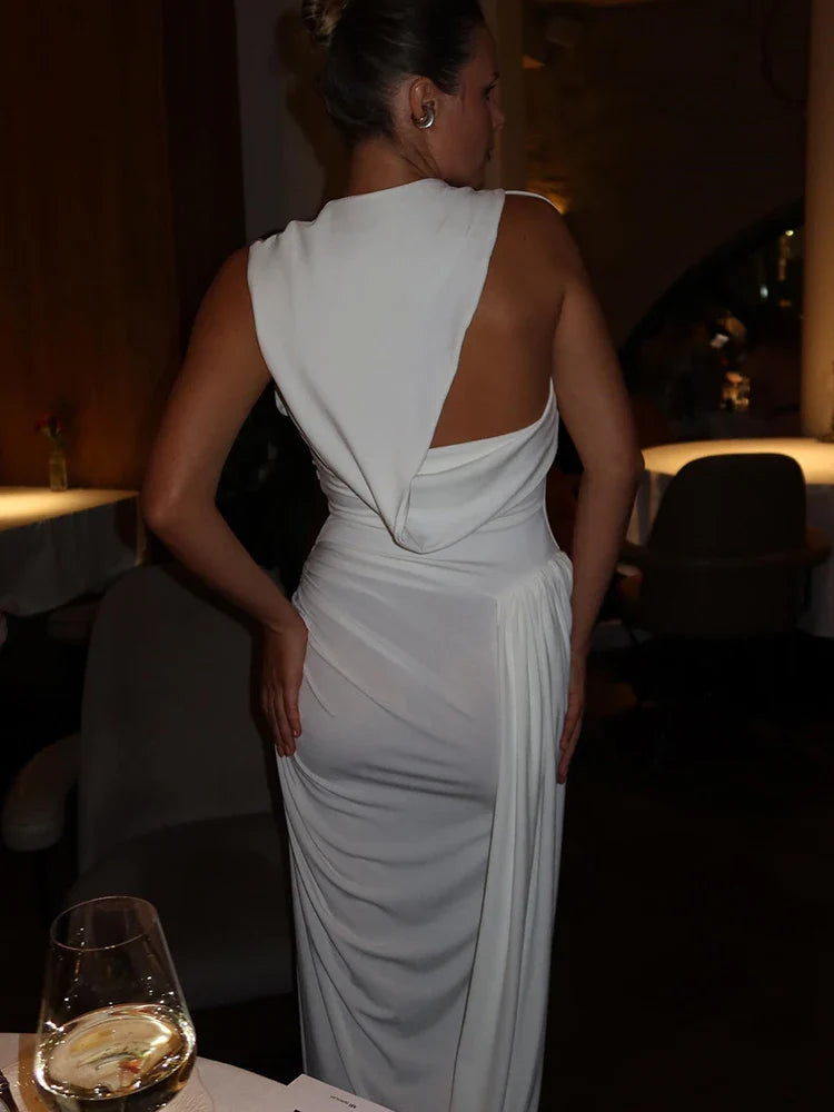 Maxi pleated dress with slit design - Aiza