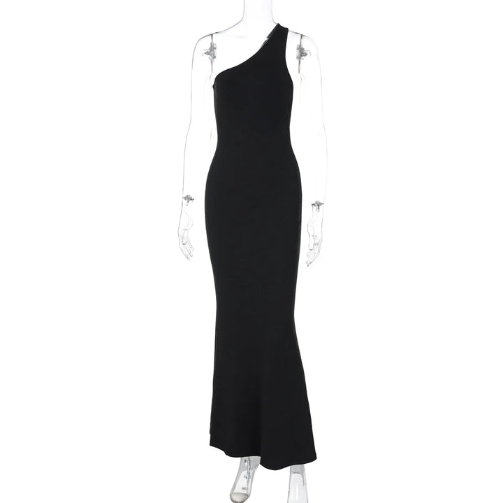 Elegant one-shoulder maxi dress with open back - Alexis