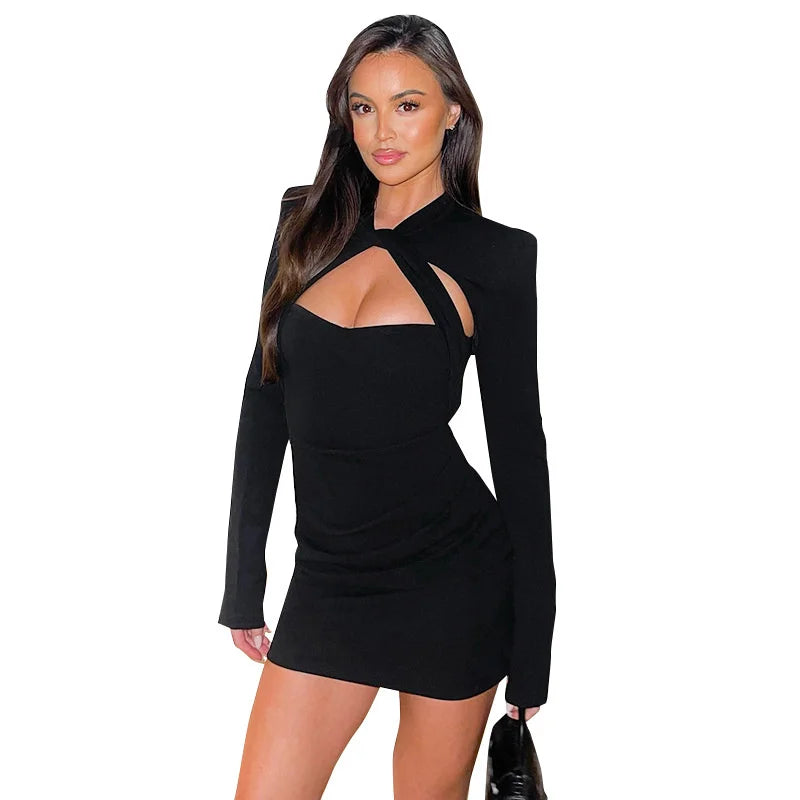 Fitted Mini Dress with Cross Design - Serena