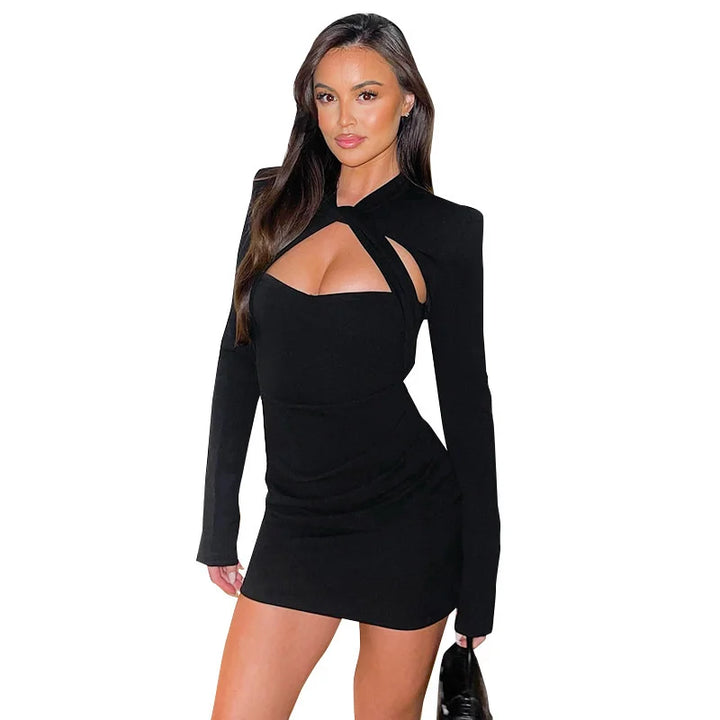 Fitted Mini Dress with Cross Design - Serena