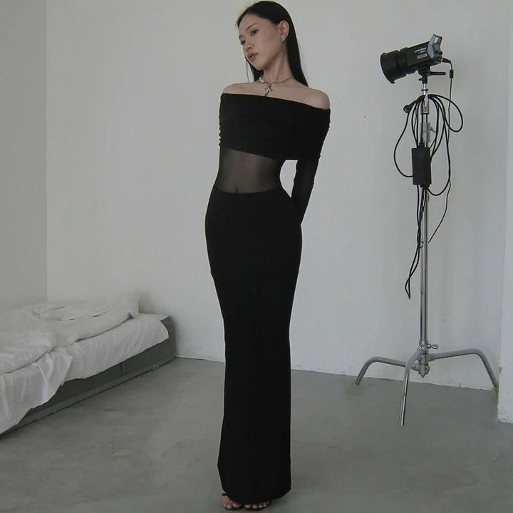 Off-Shoulder Mesh Maxi Dress - Ksenia