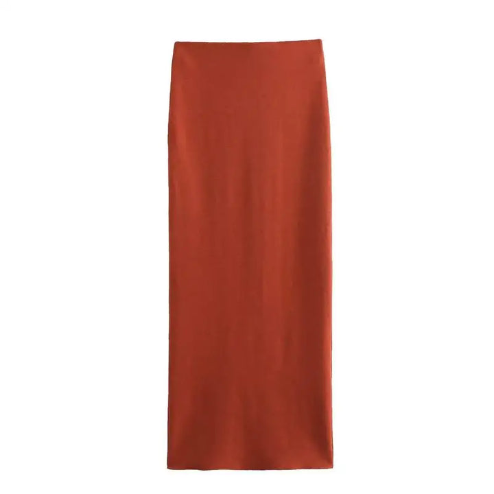 Two-Piece Knit Set with Buttoned Vest and Maxi Skirt - Polina